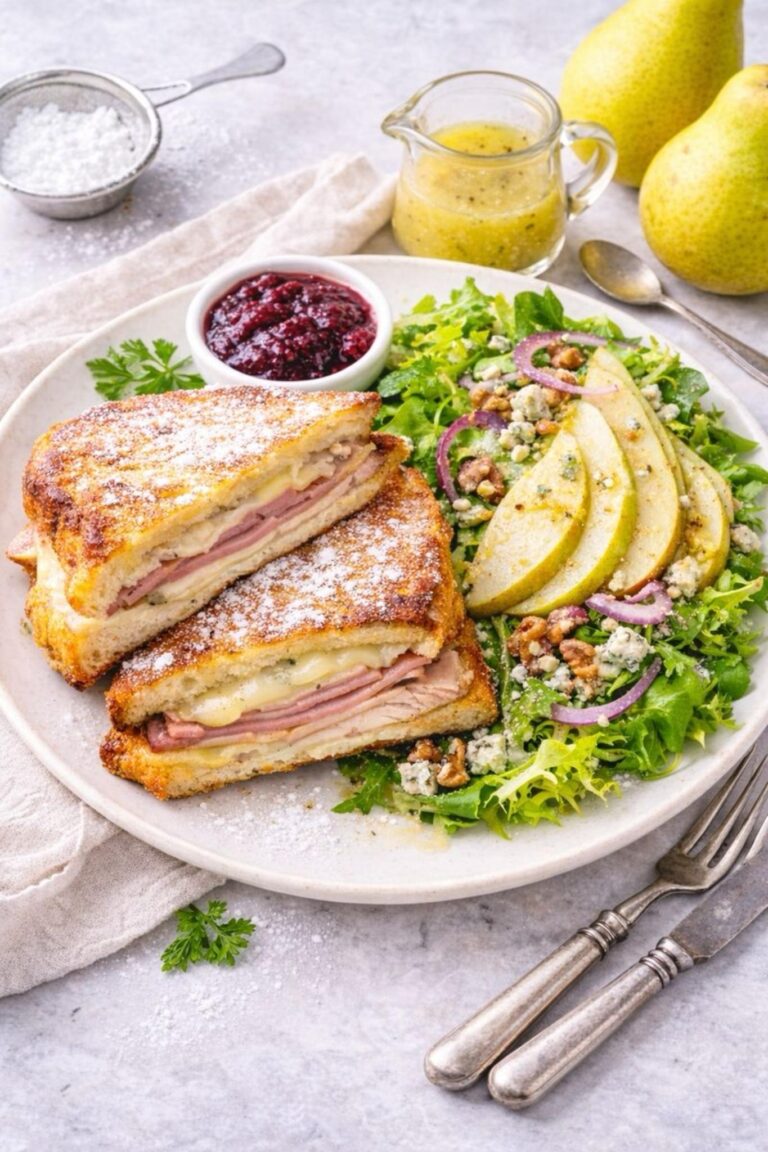 CULINARY CONFIDENTIAL: Decadent Monte Cristo with Pear Salad and Pear Vinaigrette