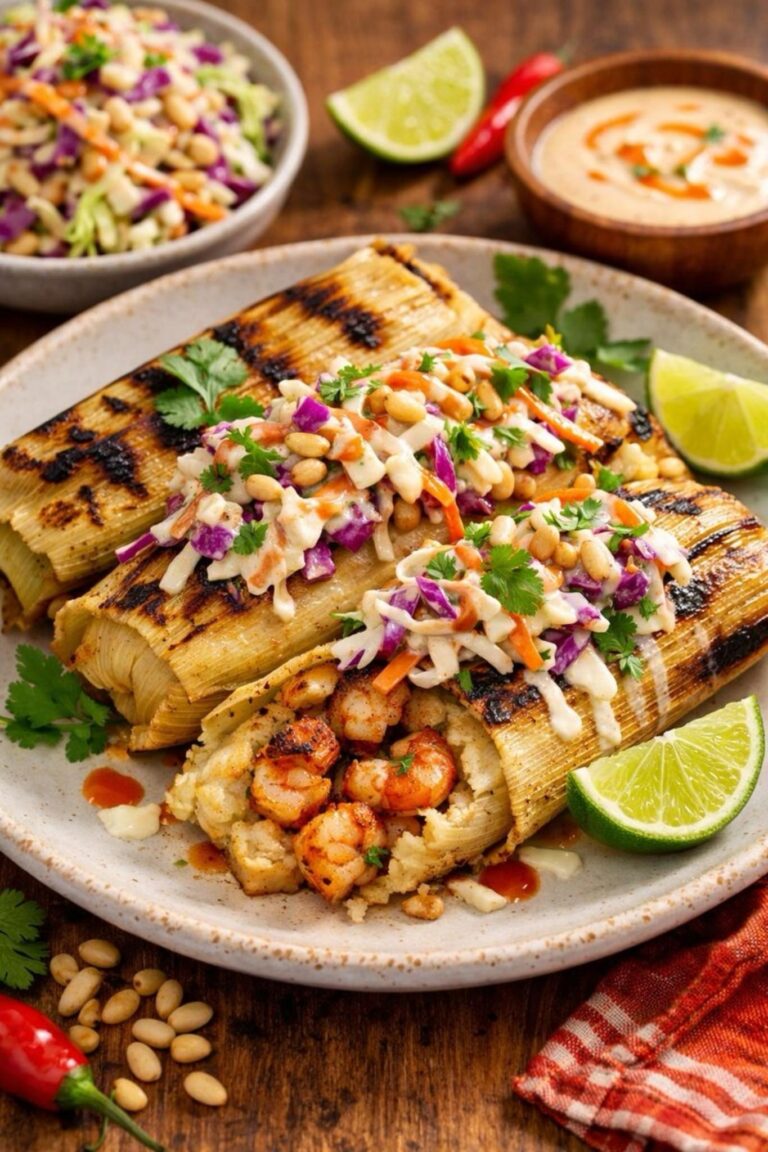 CULINARY CONFIDENTIAL: Grilled Shrimp Tamales with Pine-Nut Coleslaw