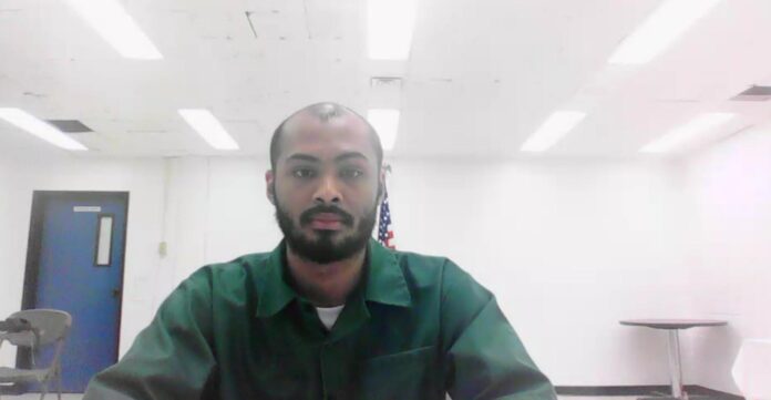 Jayden Mendibles attends a virtual court hearing, June 26, 2026 via the Fifth Judicial District Court.