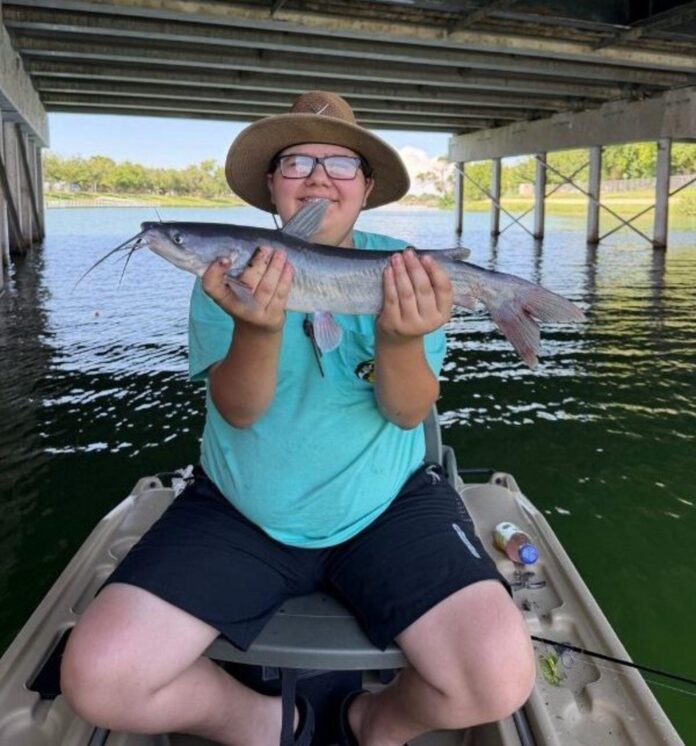 Avery Chase caught catfish and largemouth bass using night crawlers and diving crank baits at Bataan Lake.