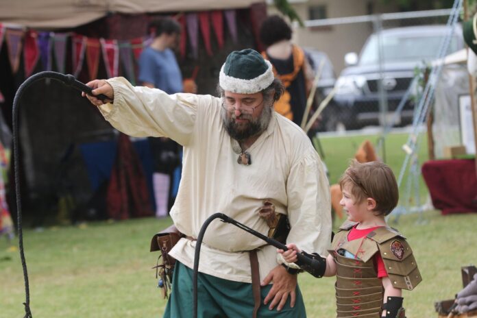 A whip demonstration held at the 2025 Cavern City Renaissance Festival.