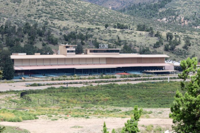 The Ruidoso Downs Race Track and Casino sits overgrown after it’s 2026 racing season was held at the Downs Racetrack and Casino in Albuquerque.