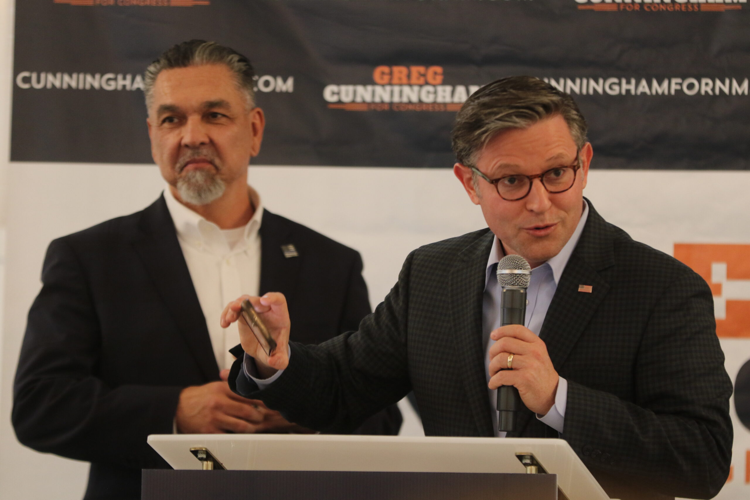House Speaker Mike Johnson Makes Last-Minute Carlsbad Stop to Back Greg Cunningham